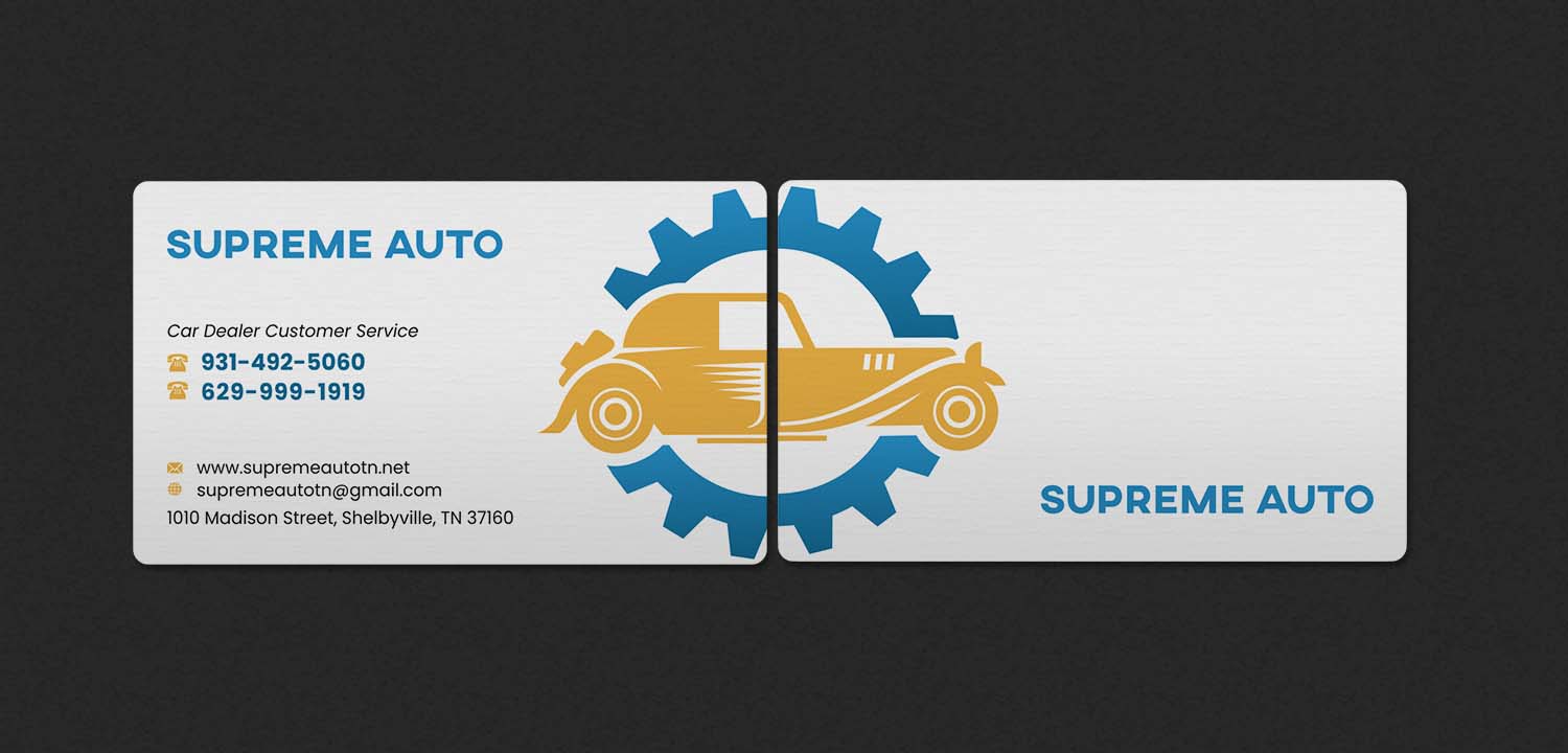 Visitenkarten-Design von INDIAN_Ashok für Supreme Auto LLC | Design #29242147