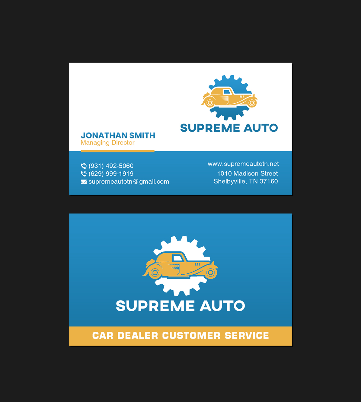 Visitenkarten-Design von Creations Box 2015 für Supreme Auto LLC | Design #29243605
