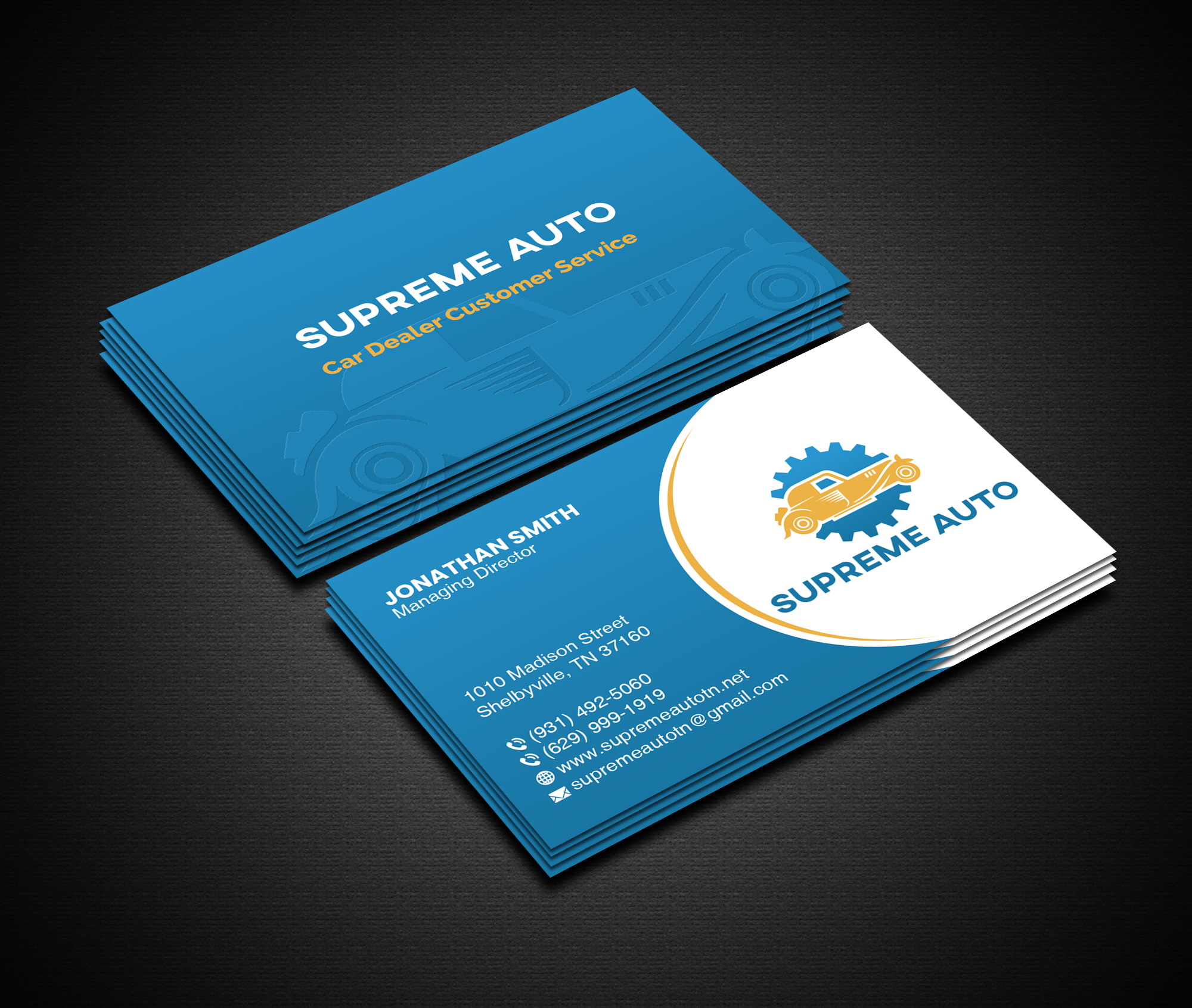 Business Card Design by Creations Box 2015 for Supreme Auto LLC | Design #29245040