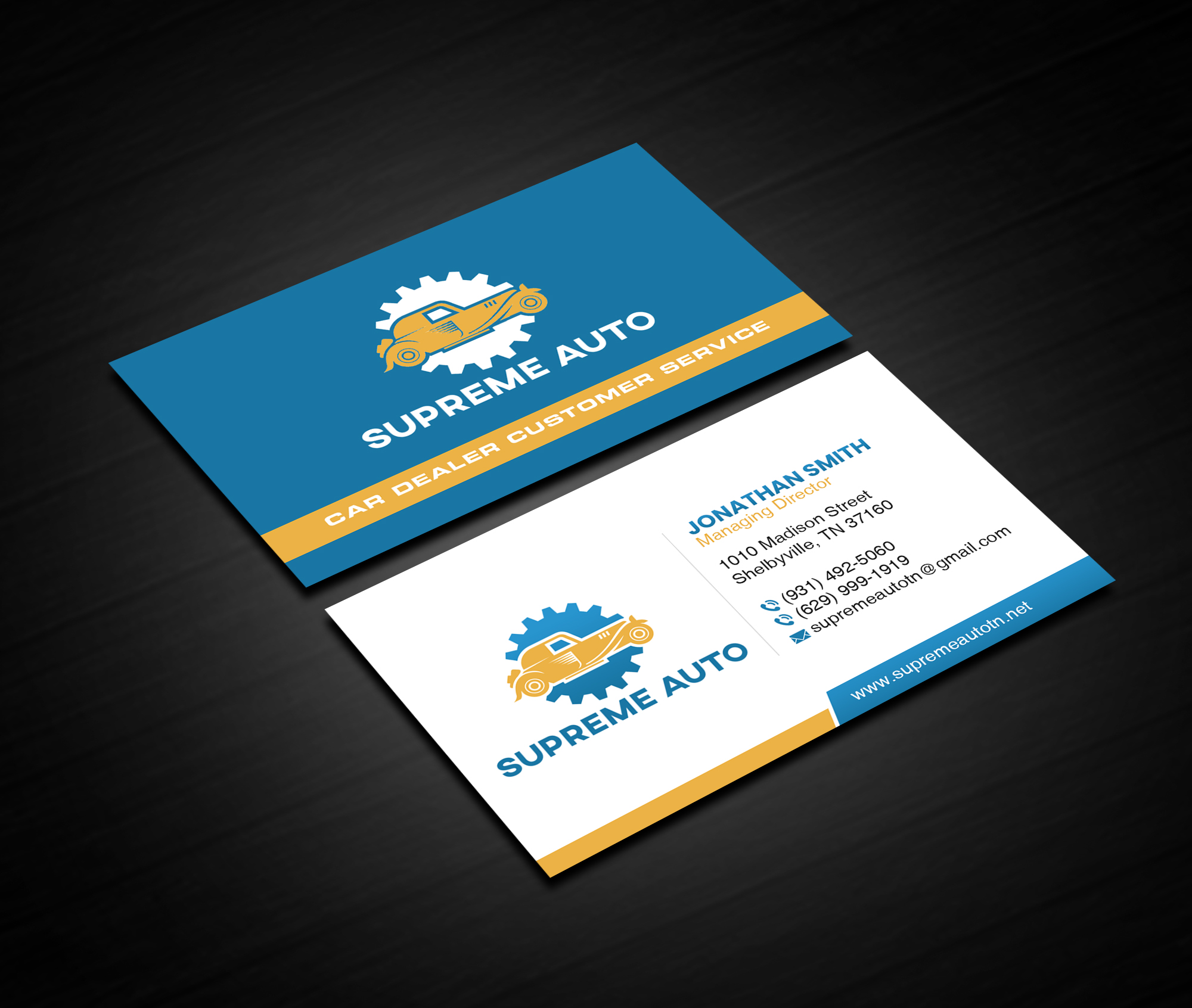 Business Card Design by Creations Box 2015 for Supreme Auto LLC | Design #29245042