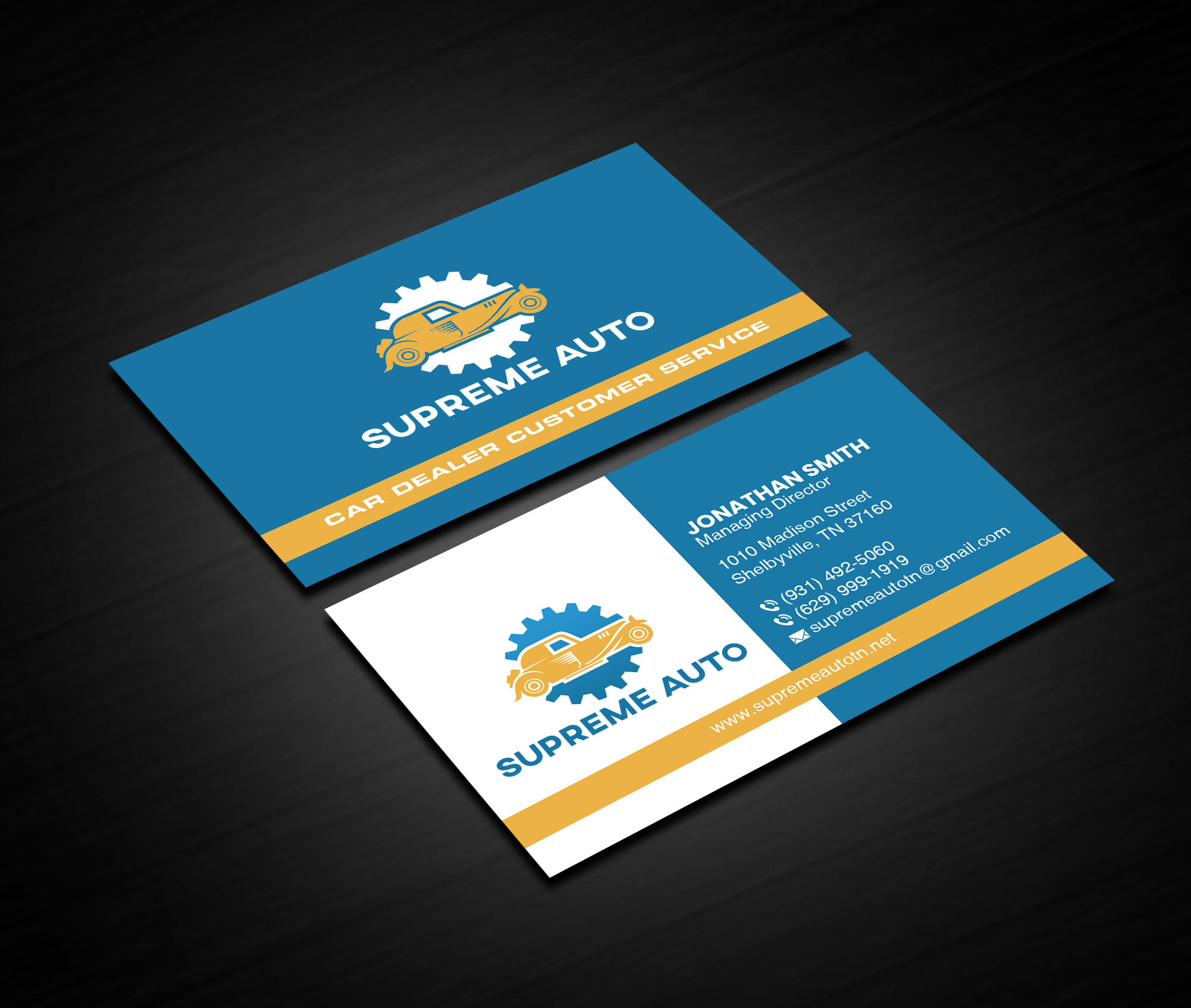 Business Card Design by Creations Box 2015 for Supreme Auto LLC | Design #29245043