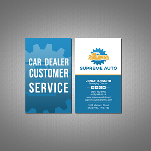 Business Card Design by Creations Box 2015 for Supreme Auto LLC | Design: #29245047