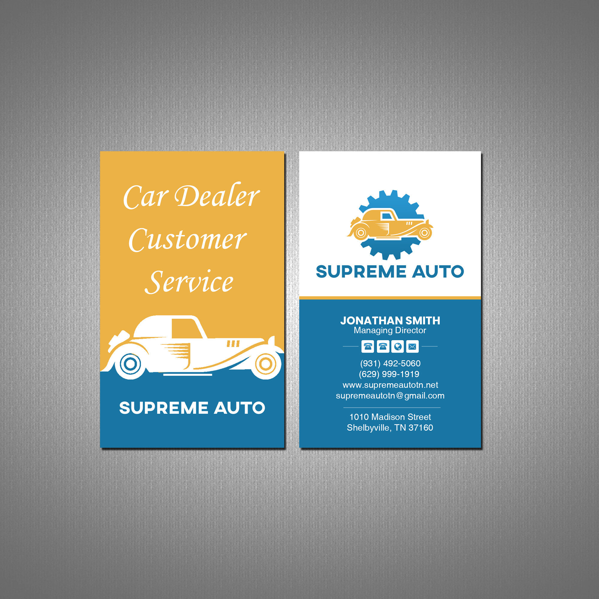 Diseño de Tarjeta de Presentación por Creations Box 2015 para Supreme Auto LLC | Diseño #29245048