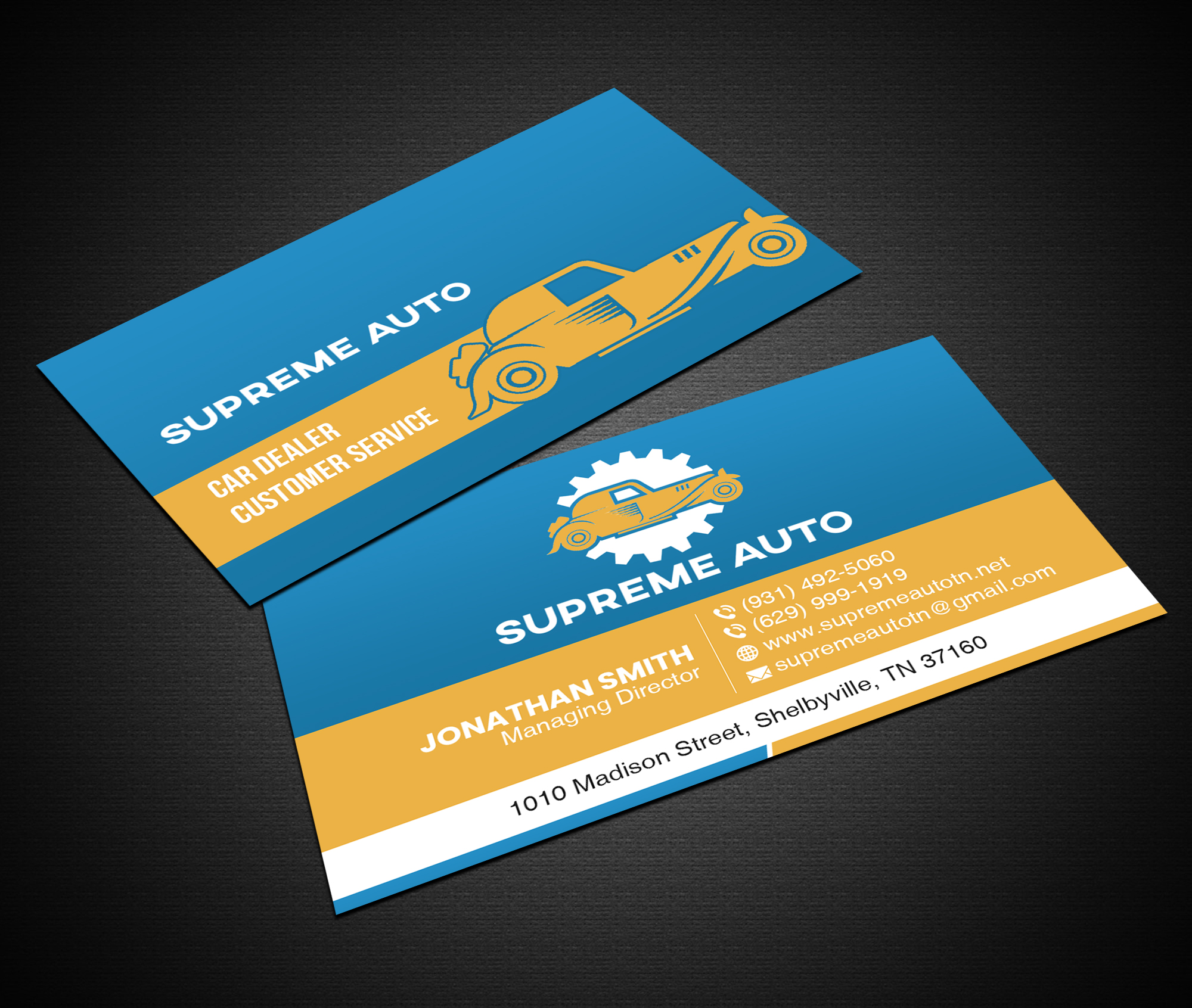 Business Card Design by Creations Box 2015 for Supreme Auto LLC | Design #29248012