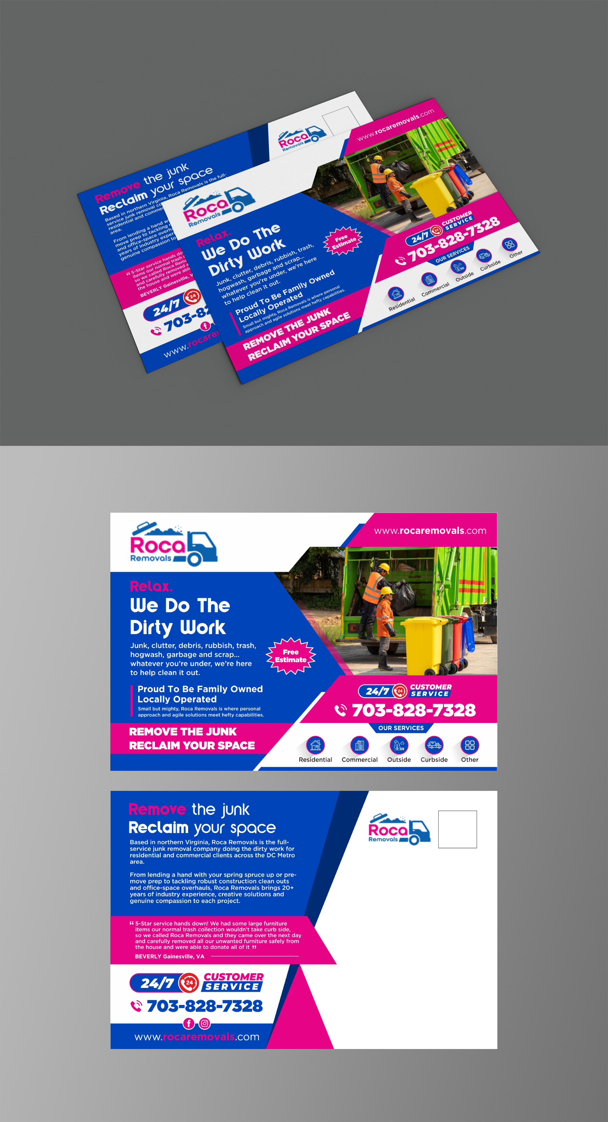 Postcard Design by KreativeMadz for Roca Removals | Design #29262805