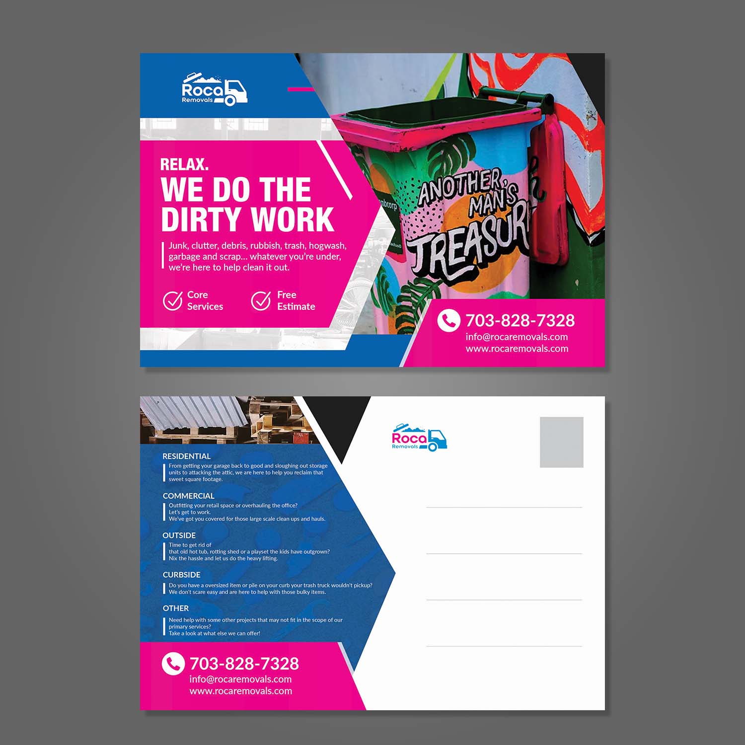 Postcard Design by aspiremedia for Roca Removals | Design #29256359