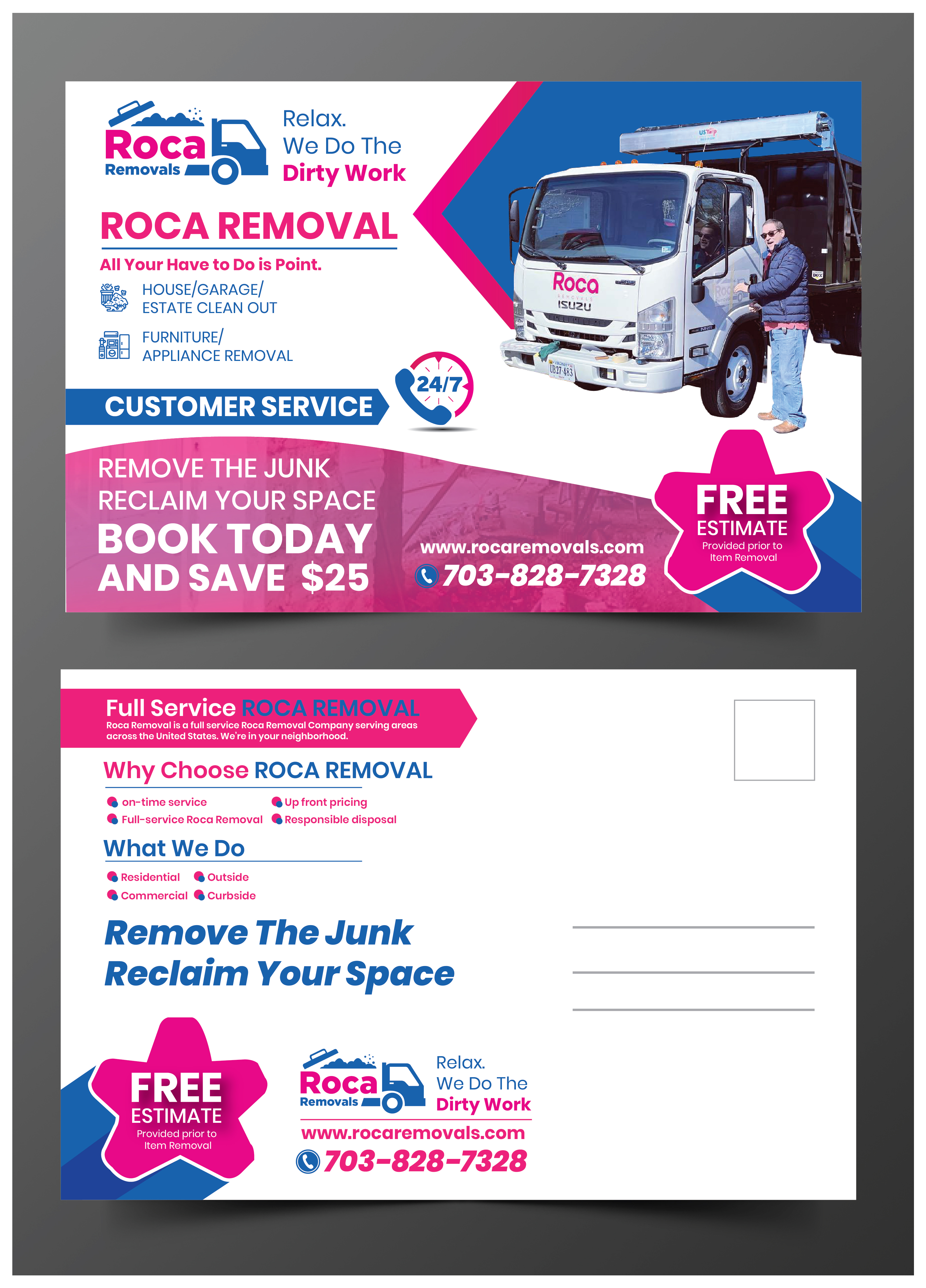 Postcard Design by 3Guys for Roca Removals | Design #29288566