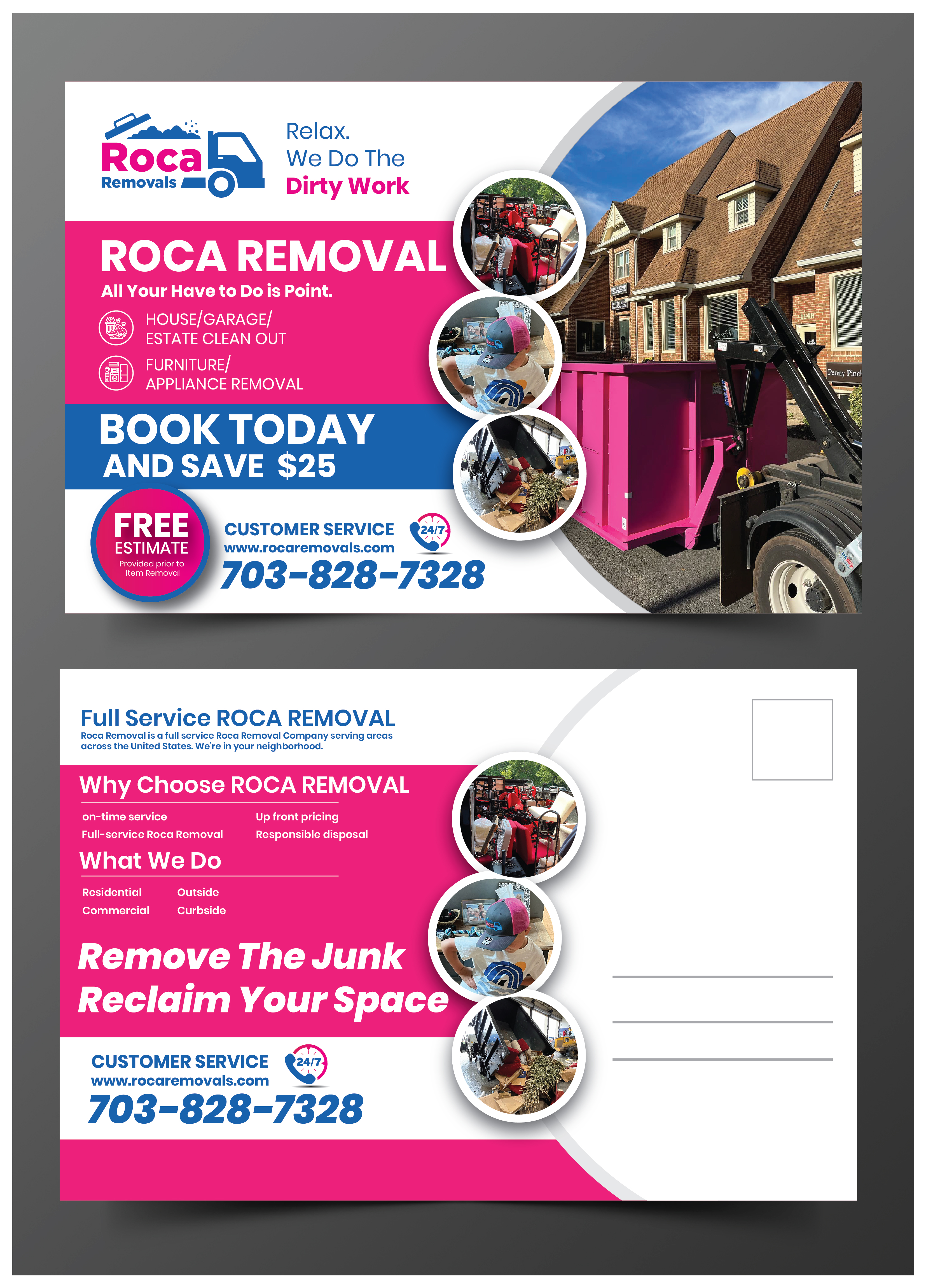 Postcard Design by 3Guys for Roca Removals | Design #29288567