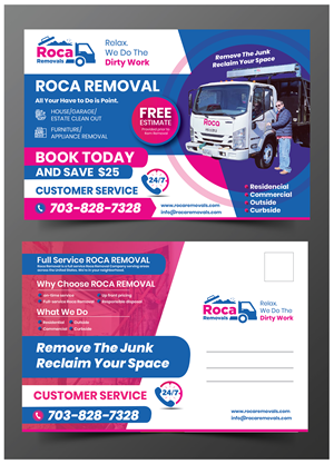 Roca Removals Junk Removal Postcard | Postcard Design by 3Guys