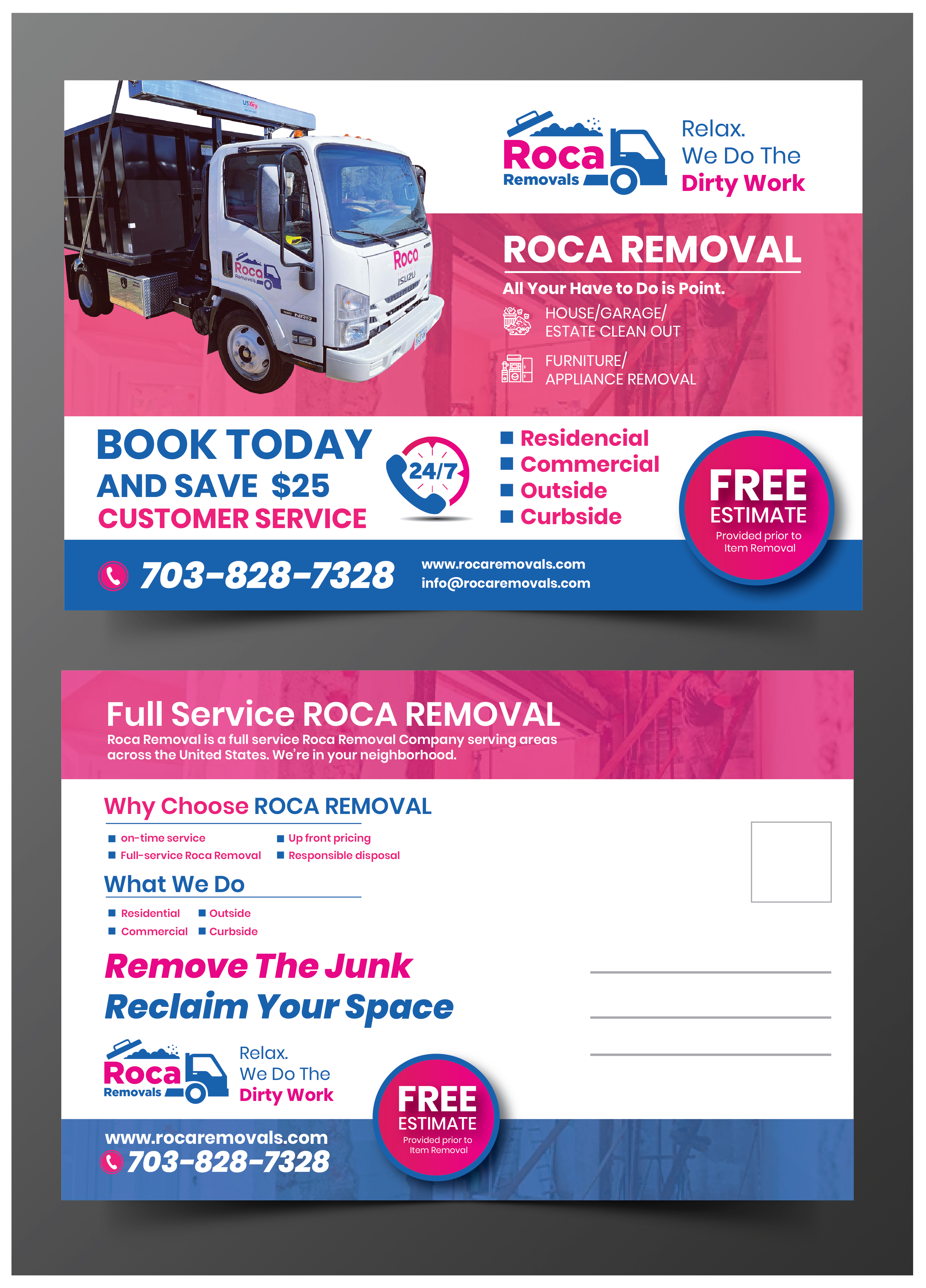 Postcard Design by 3Guys for Roca Removals | Design #29293637