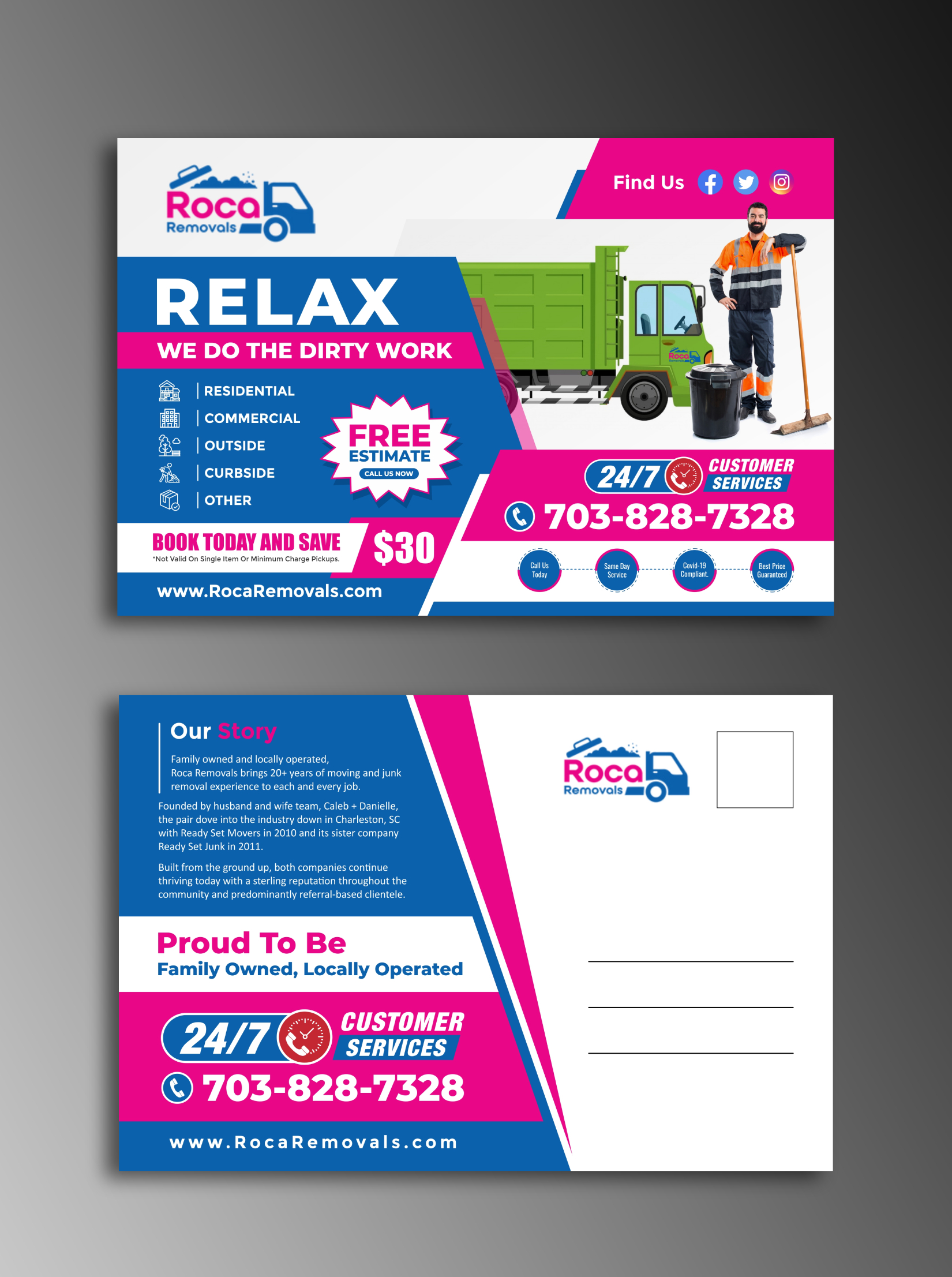 Postcard Design by ecorokerz for Roca Removals | Design #29263966