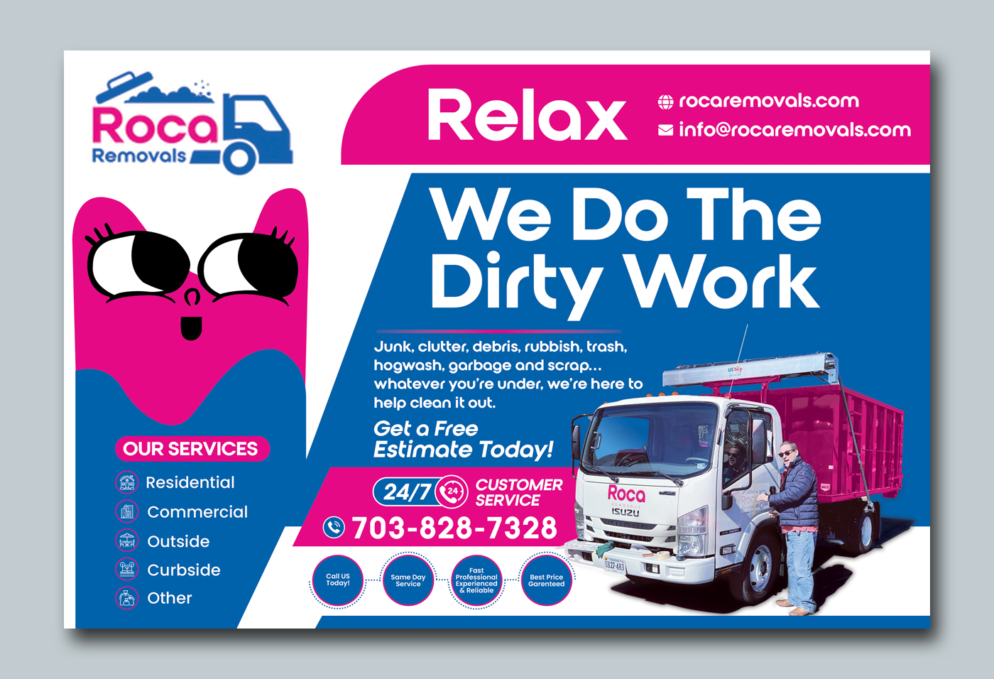 Postcard Design by TSU Creations for Roca Removals | Design #29288249