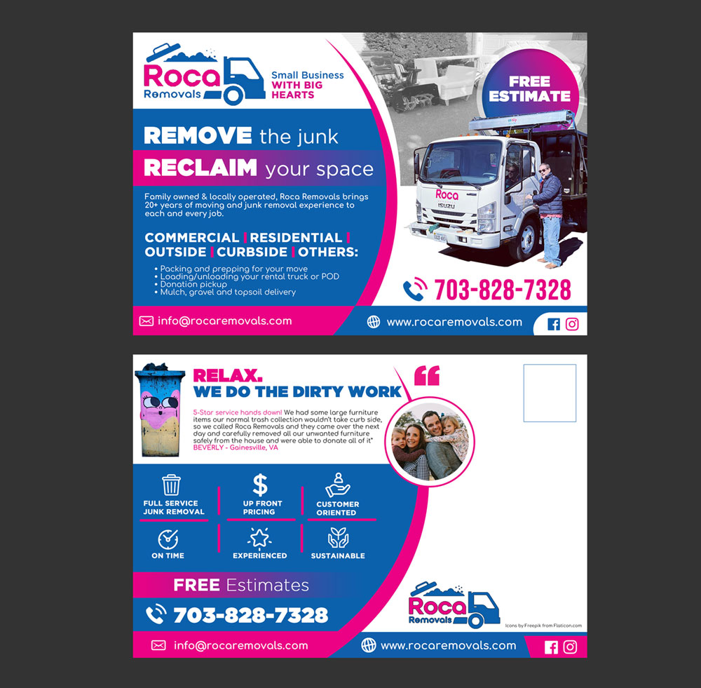 Postcard Design by DA. for Roca Removals | Design #29263404