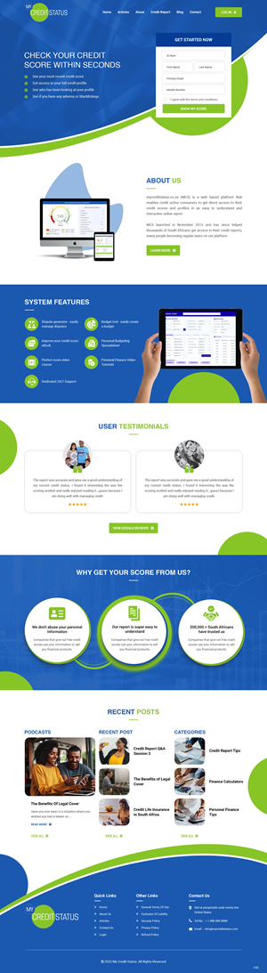 Need a redesign for our Wordpress Credit report website | Wordpress Design by pb