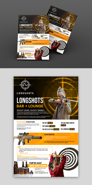Upscale and cool gun range / bar + lounge. Think axe throwing, but much cooler. | Design de Flyer par ZeneFashions