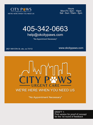 Business Card Design by AnninWonderland for City Paws Urgent Care  | Design: #29335563