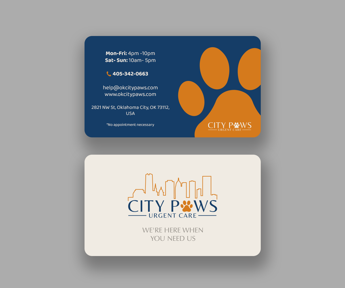 Business Card Design by Andrés Sebastián for City Paws Urgent Care  | Design #29317627