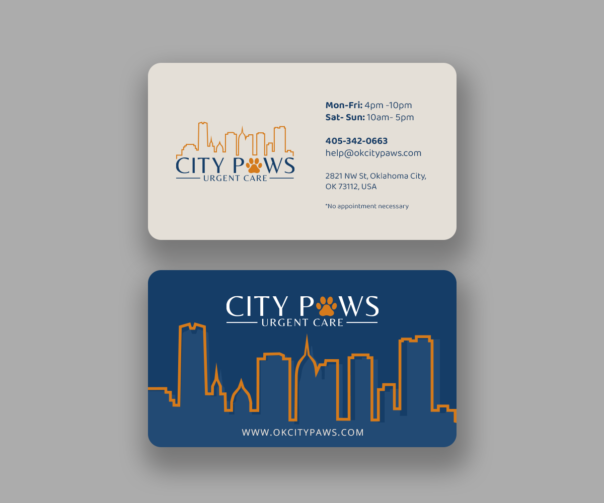 Visitenkarten-Design von Andrés Sebastián für City Paws Urgent Care  | Design #29317662