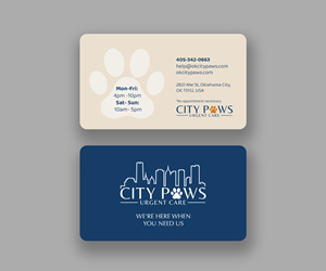 Business Card Design by Andrés Sebastián for City Paws Urgent Care  | Design: #29317682