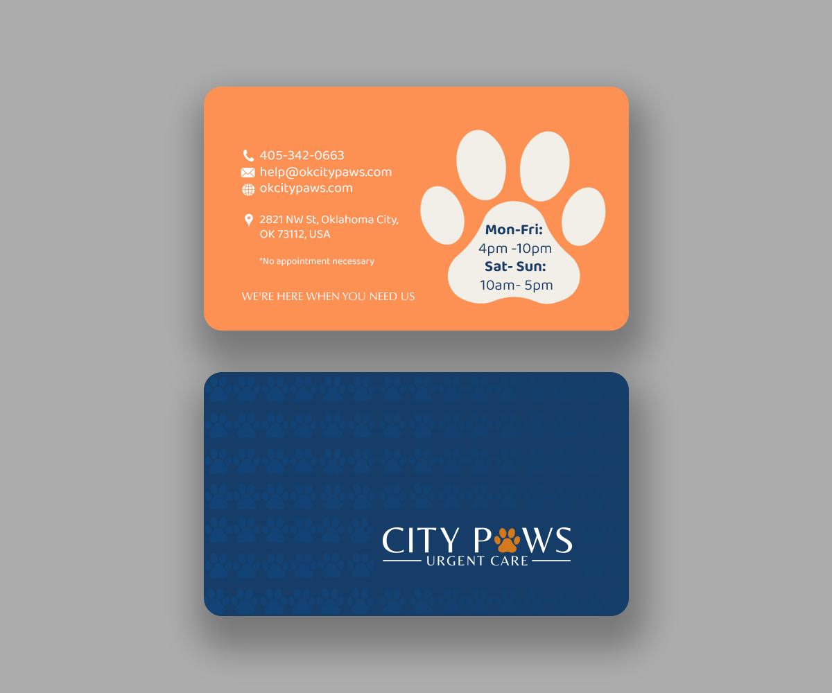 Business Card Design by Andrés Sebastián for City Paws Urgent Care  | Design #29317800