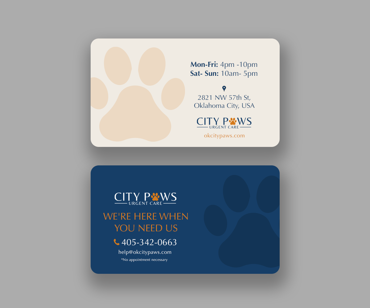 Business Card Design by Andrés Sebastián for City Paws Urgent Care  | Design #29322002