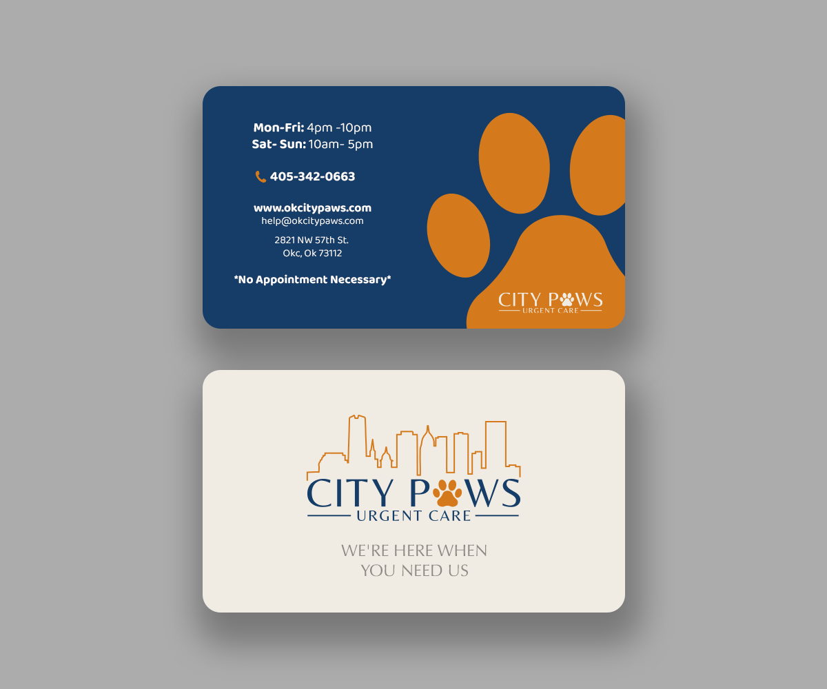 Business Card Design by Andrés Sebastián for City Paws Urgent Care  | Design #29464804