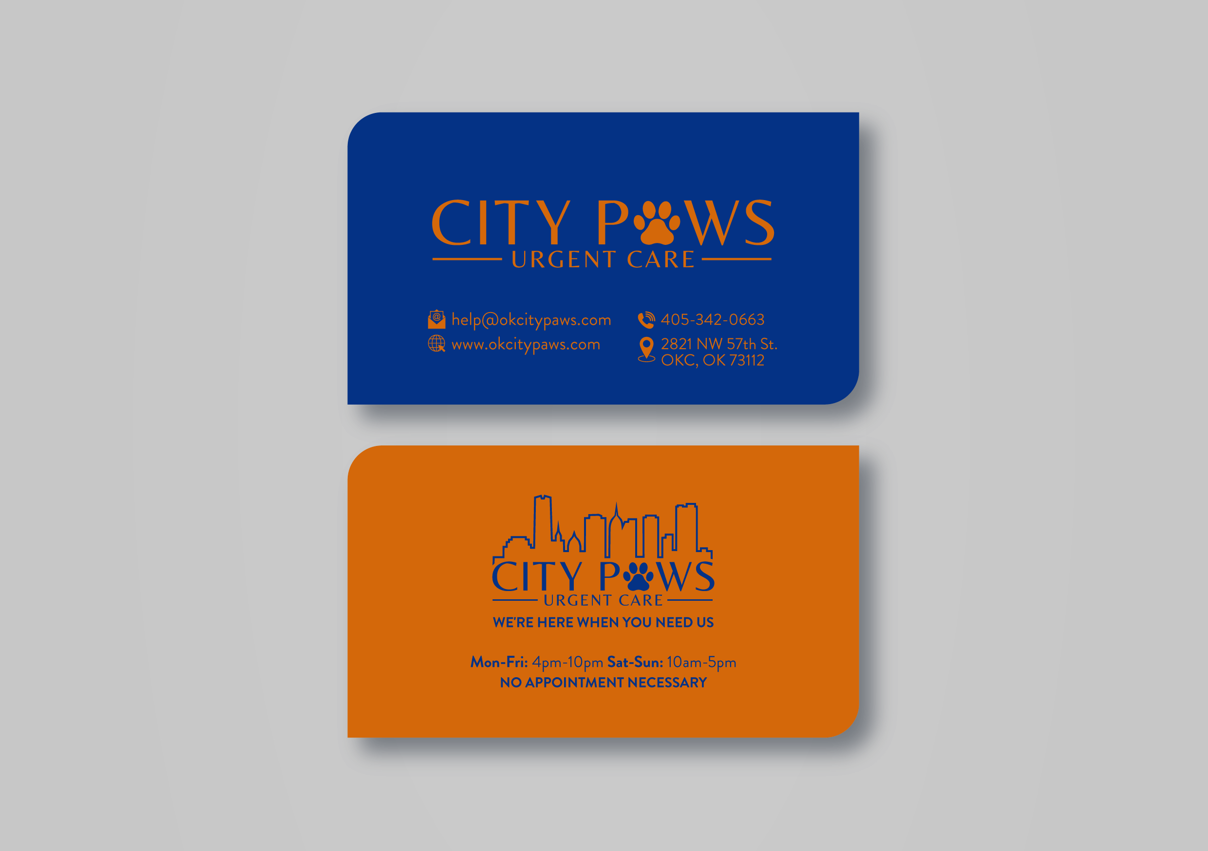 Business Card Design by MarkoE for City Paws Urgent Care  | Design #29305266