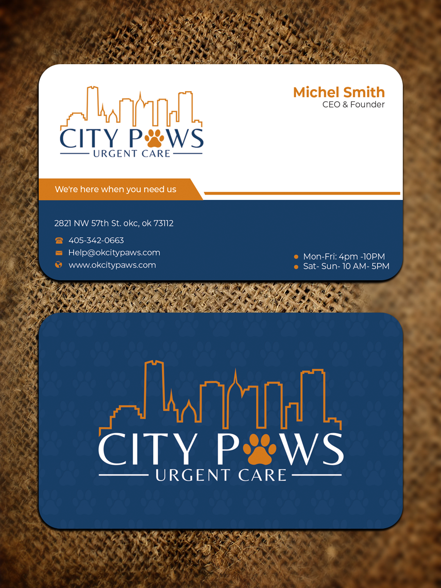 Business Card Design by Graphixpointt for City Paws Urgent Care  | Design #29302623