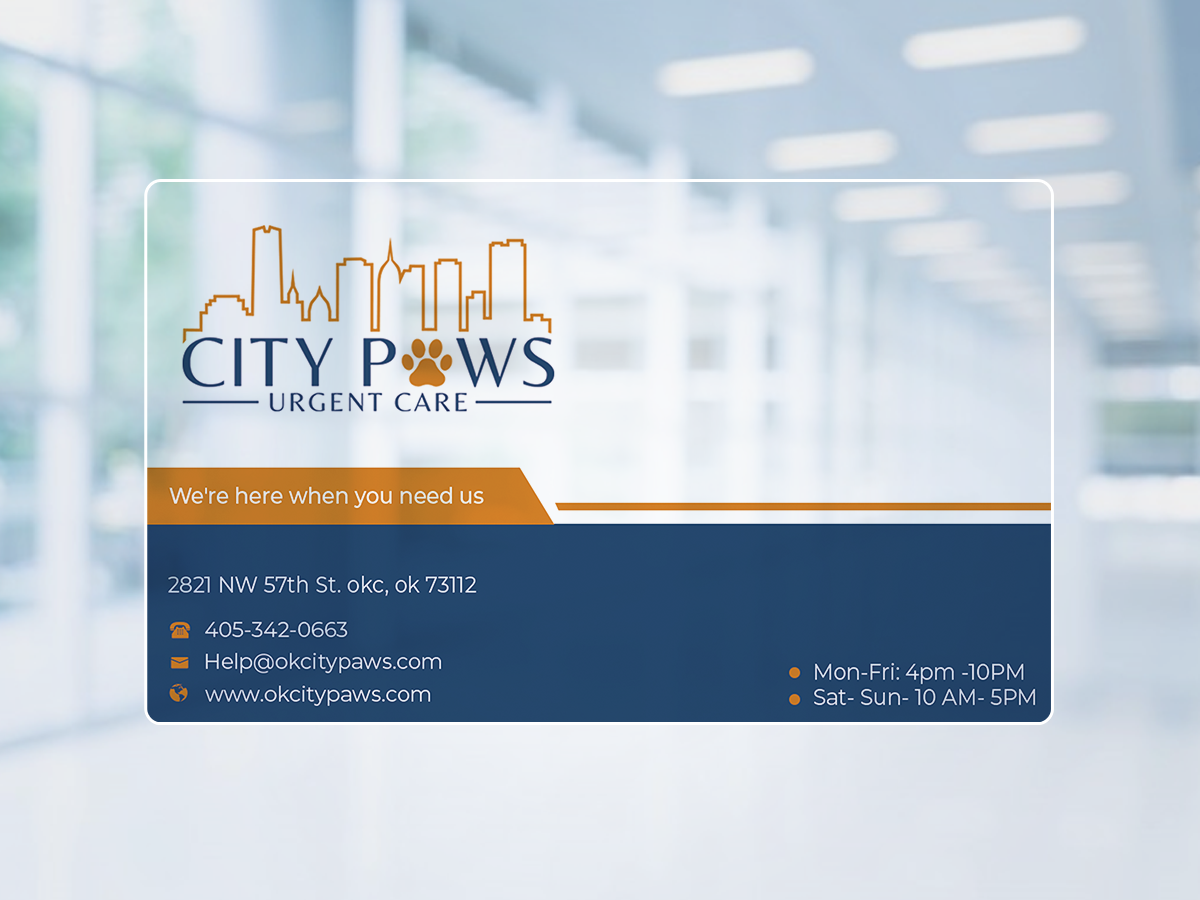 Business Card Design by Graphixpointt for City Paws Urgent Care  | Design #29302625
