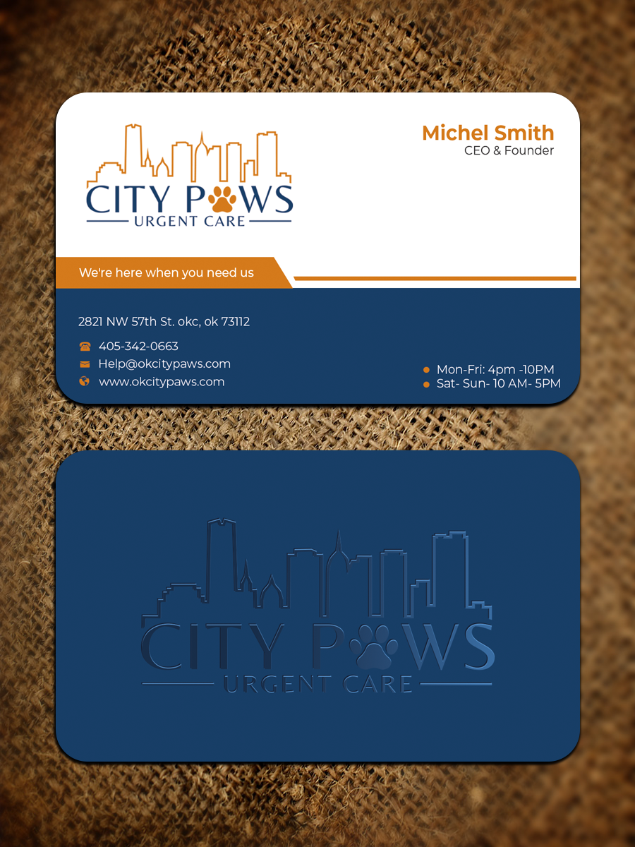Design de Carte de Visite par Graphixpointt pour City Paws Urgent Care  | Design #29302627