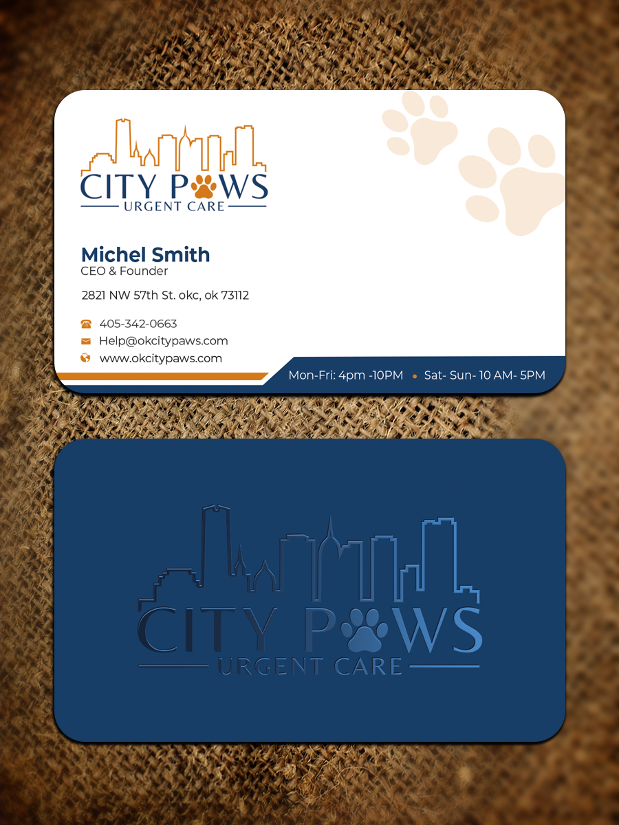 Business Card Design by Graphixpointt for City Paws Urgent Care  | Design #29302632