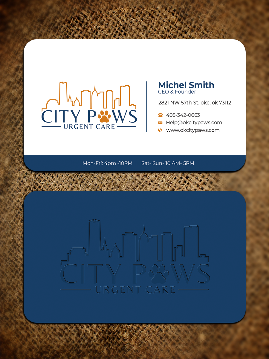 Business Card Design by Graphixpointt for City Paws Urgent Care  | Design #29302636