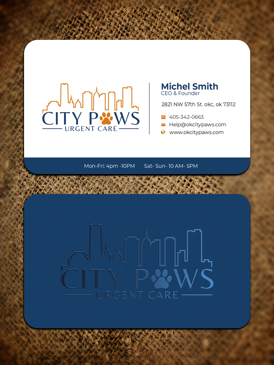 Business Card Design by Graphixpointt for City Paws Urgent Care  | Design #29302637