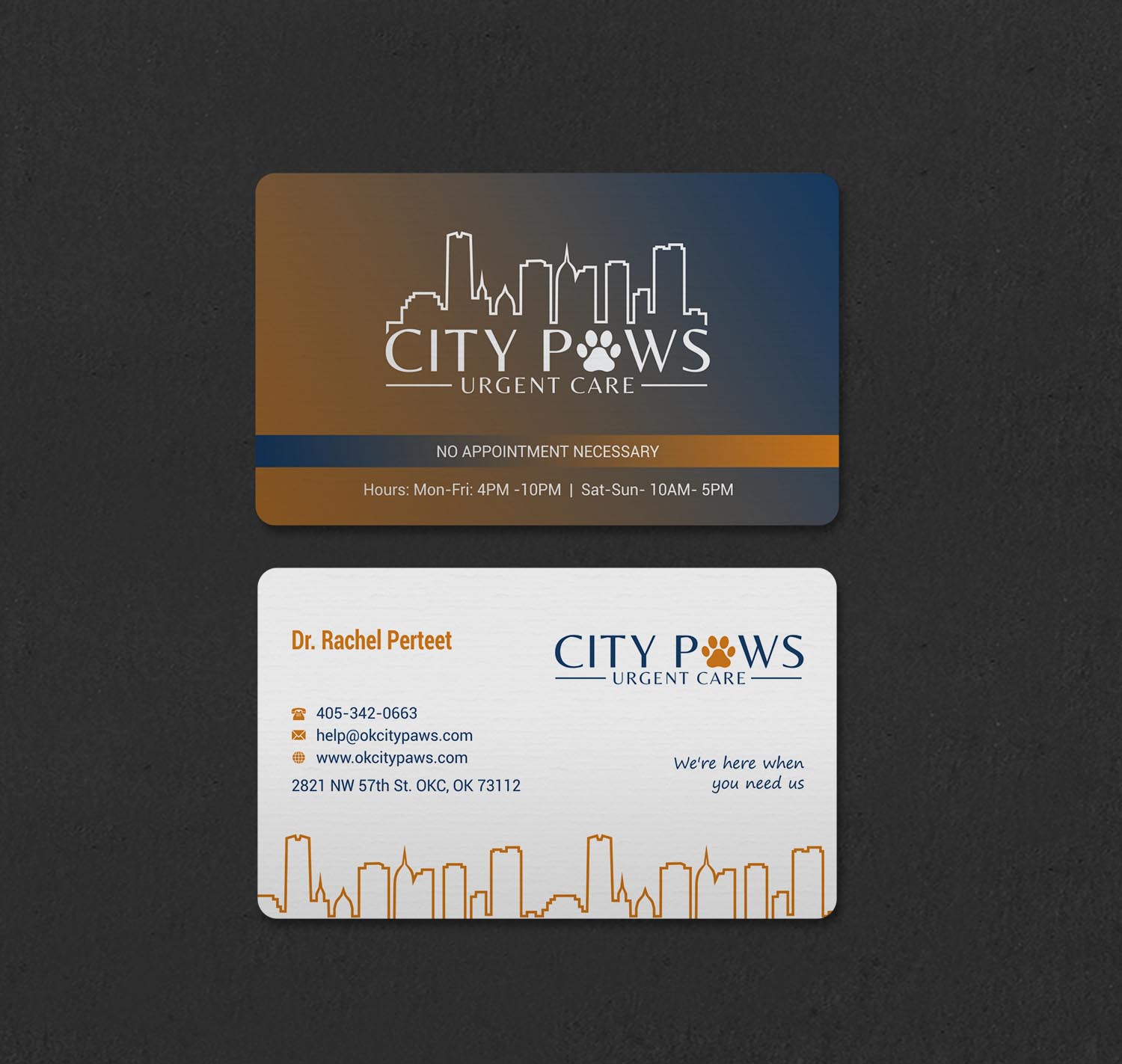 Business Card Design by INDIAN_Ashok for City Paws Urgent Care  | Design #29304239