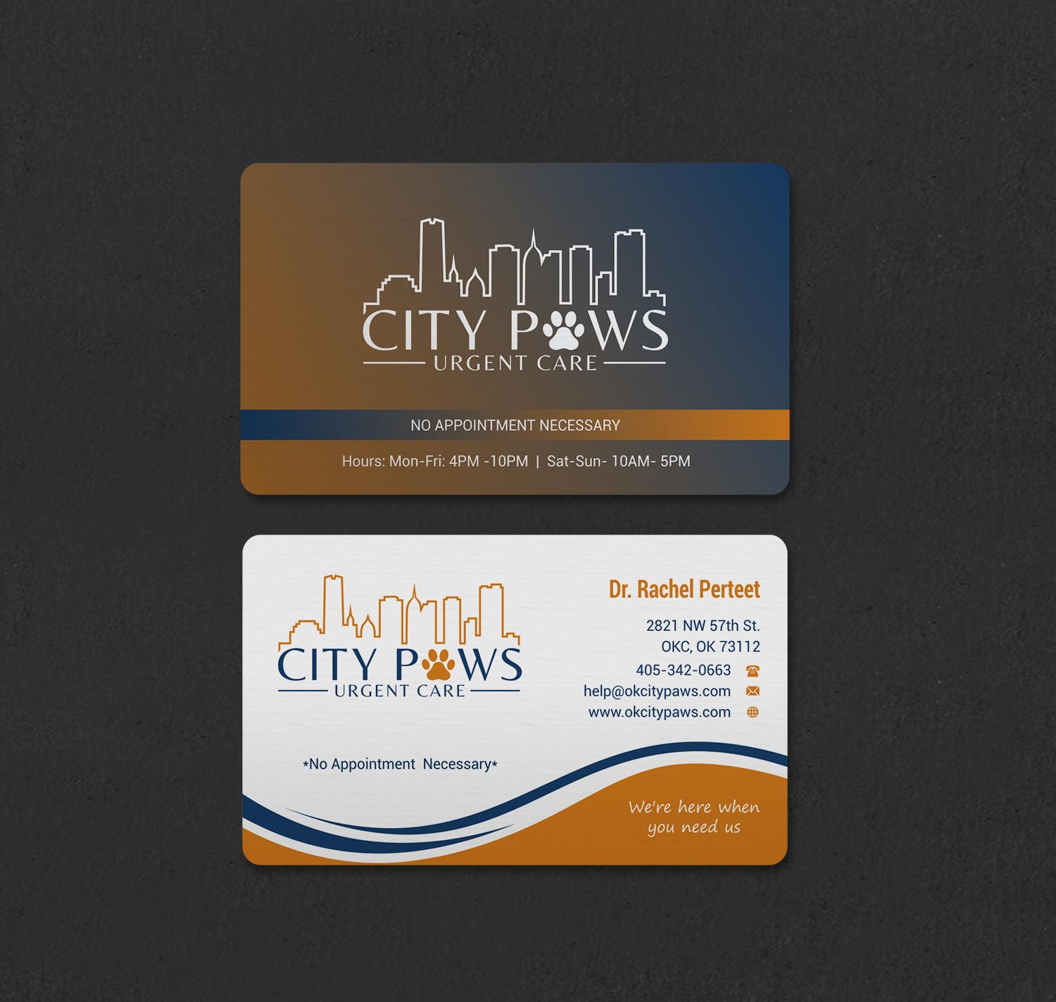 Business Card Design by INDIAN_Ashok for City Paws Urgent Care  | Design #29304254