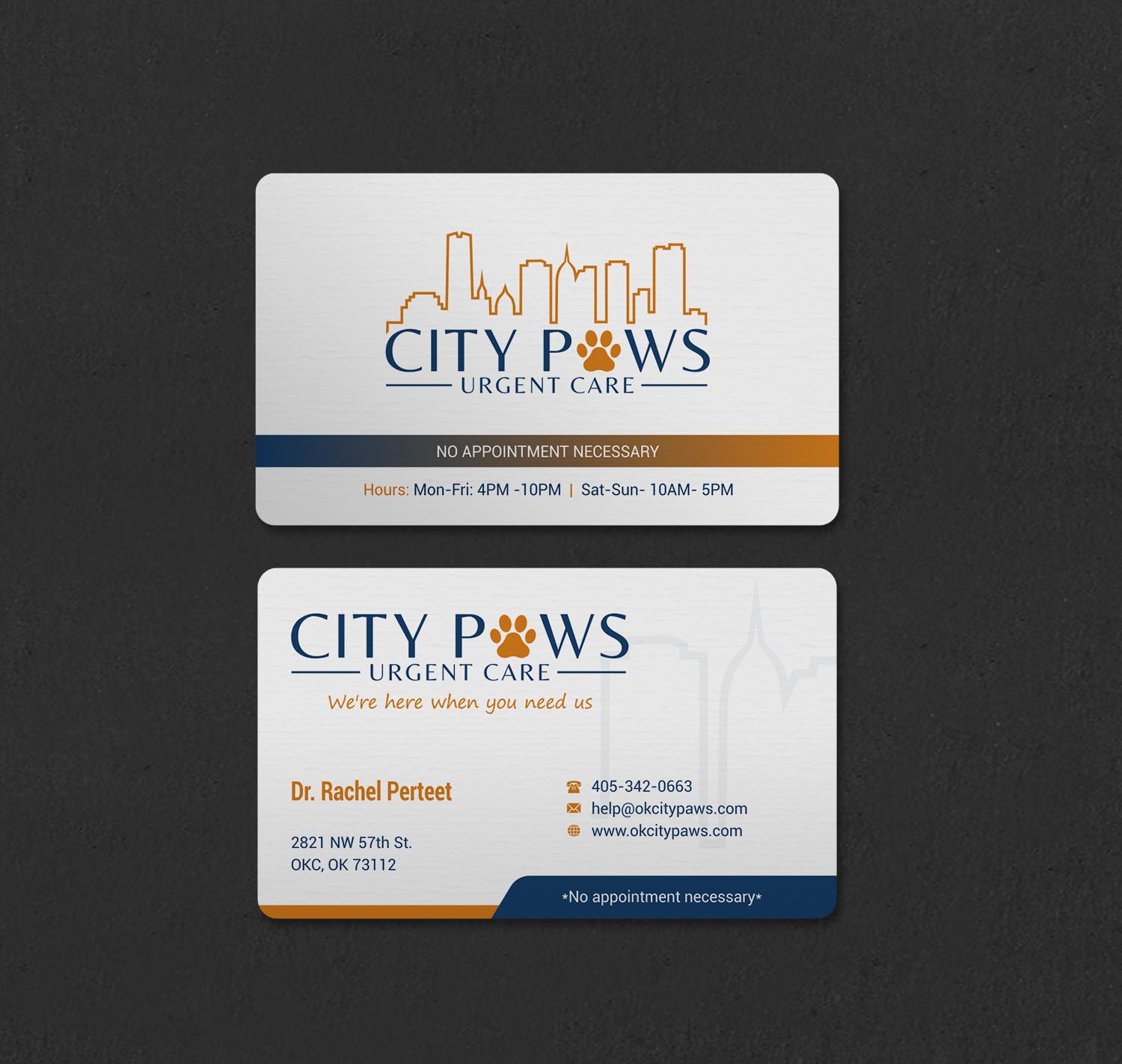 Business Card Design by INDIAN_Ashok for City Paws Urgent Care  | Design #29304259