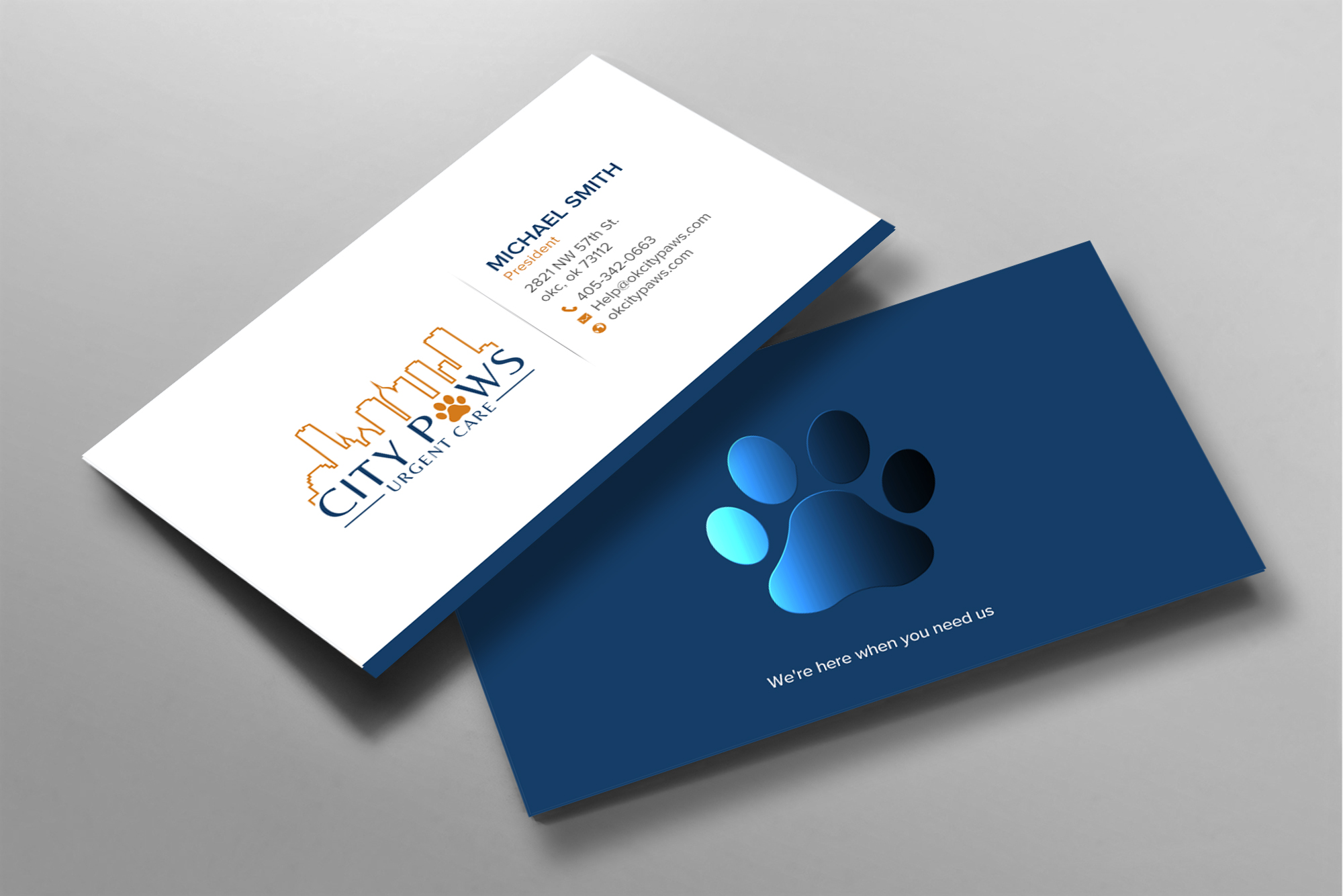Business Card Design by chandrayaan.creative for City Paws Urgent Care  | Design #29308808