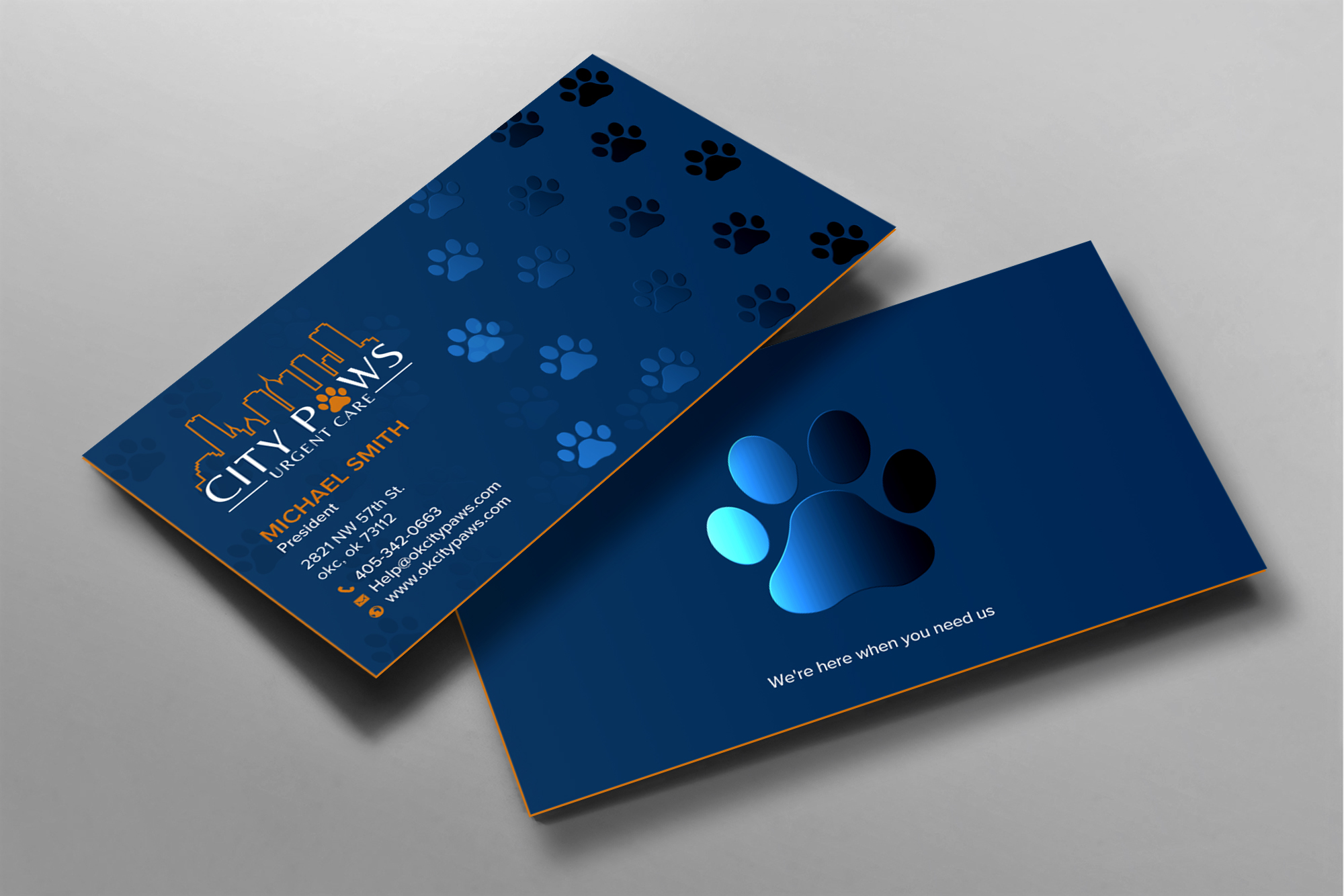 Business Card Design by chandrayaan.creative for City Paws Urgent Care  | Design #29308813
