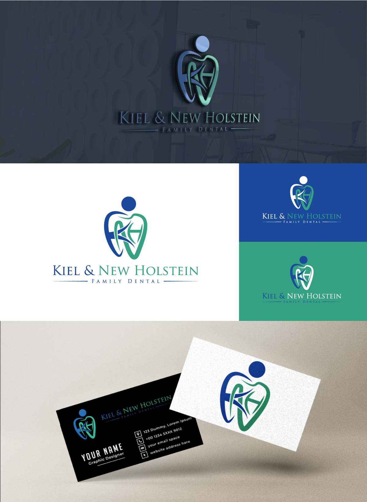 Logo Design by RS_Design for Kiel & New Holstein Family Dental | Design #29319095