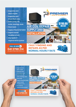 Diseño de Flyer por 3Guys para Premier Gas and Plumbing | Diseño: #29321961