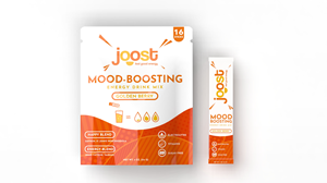 Joost. Packaging for mood-boosting energy drink mix. Upbeat and uplifting. | Design Emballage par Bear Studio