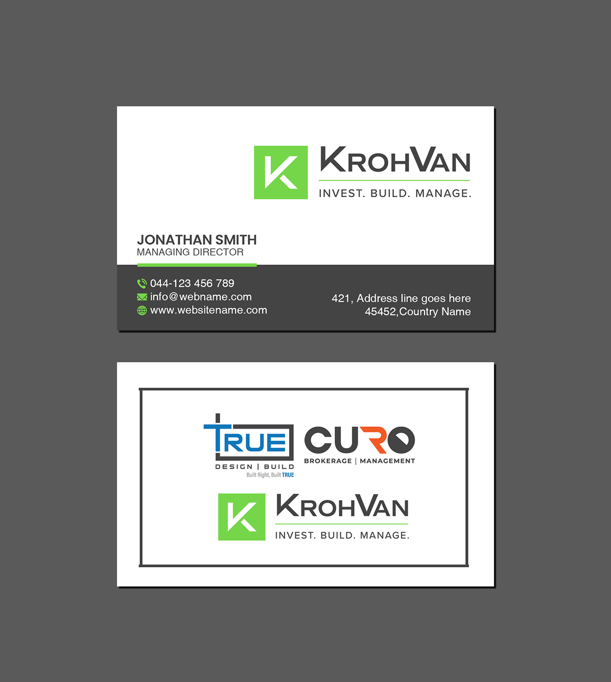Design de Carte de Visite par Creations Box 2015 pour KrohVan/True/Curo | Design #29344006