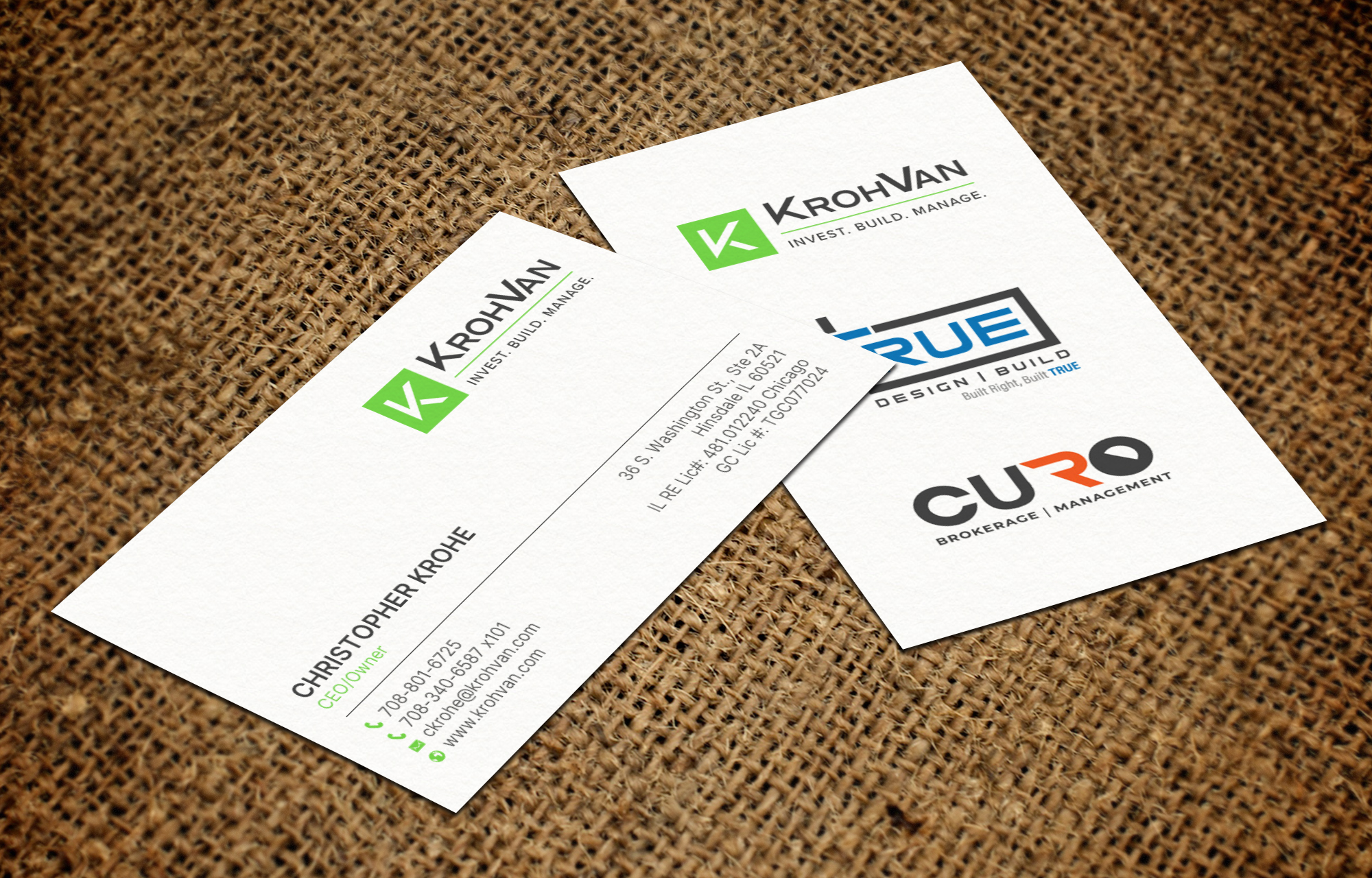 Business Card Design by chandrayaan.creative for KrohVan/True/Curo | Design #29338333