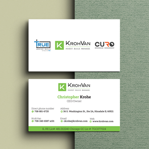 Design de Carte de Visite par Tharindu Gomas pour KrohVan/True/Curo | Design : #29364865