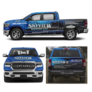 Skyview Roofing needs redesign of vehicle graphics | Car Wrap Design by MAKE ME THE WINNER