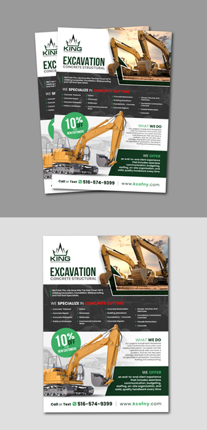 King Construction, Inc. Concrete cutting special flyer , 10% off for new customers | Diseño de Flyer por ZeneFashions