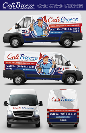 Cali Breeze Heating and Air Conditioning  Van Wrap | Design de Covering de Véhicule par SAI DESIGNS