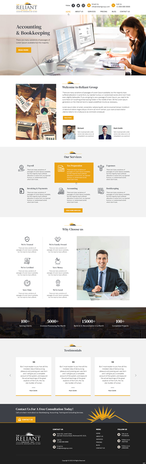 Accounting company website and Facebook page design