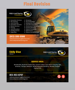 Eddy's Land Clearing & Excavating | Diseño de Tarjeta de Presentación por Expert Designer