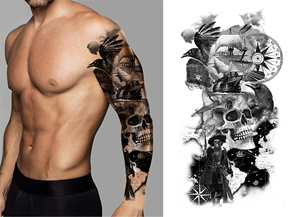 Scary pirate themed tattoo sleeve | Diseño de Tatuaje por erikdesign